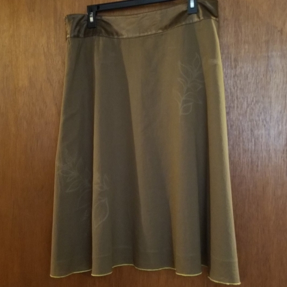 Vintage Liz Claiborne Silk Applique Skirt- A-line Olive Lime 14P Two Lay… - Picture 5 of 9